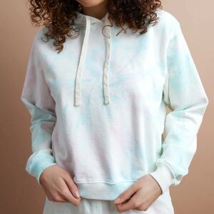 SAVVI Sherbet Tie-Dye Payton Midi Pullover Cotton French Terry Hoodie Size Small